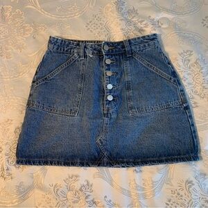 High Rise Denim Mini Skirt